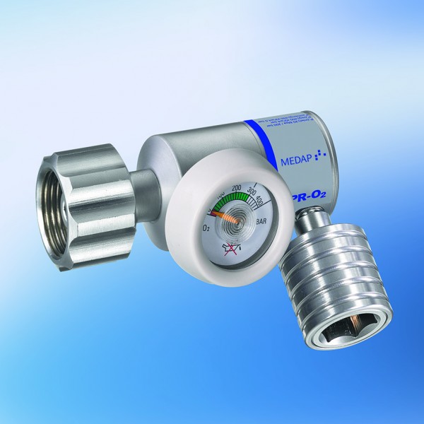 Druckminderer PR-O2-DIN-S-P400-0-DIN, ohne Durchflussmesser, Sauerstoff, kurzer Anschluss, DIN 477-1