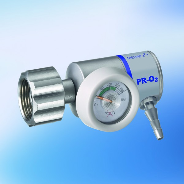 Pressure regulator PR-O2-DIN-S-F4-0, fixed flow rate 4 l/min, oxygen, short fitting, DIN 477-1